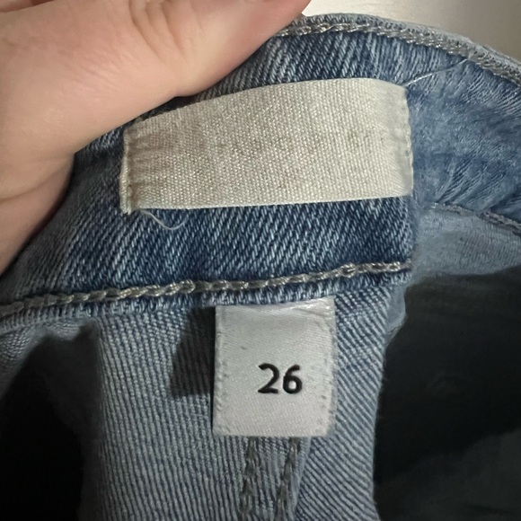 ALTAR'D STATE Classic Distressed Cropped Denim Jeans Crossover Button Fly Wms 26 - Picture 5 of 6